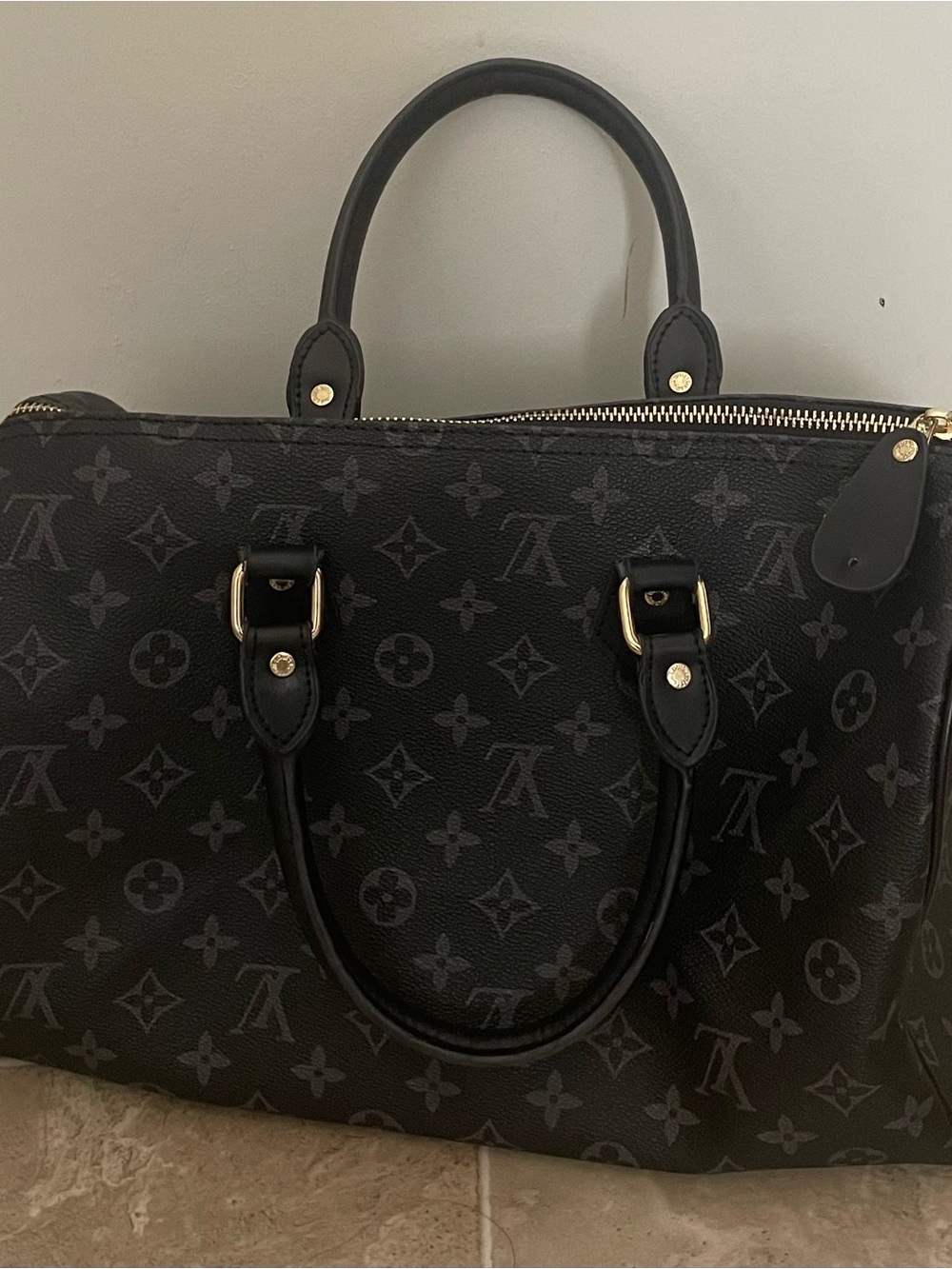 Louis Vuitton logo black monogramed, handbag
